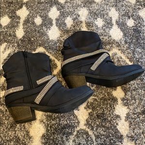 Black booties with bling